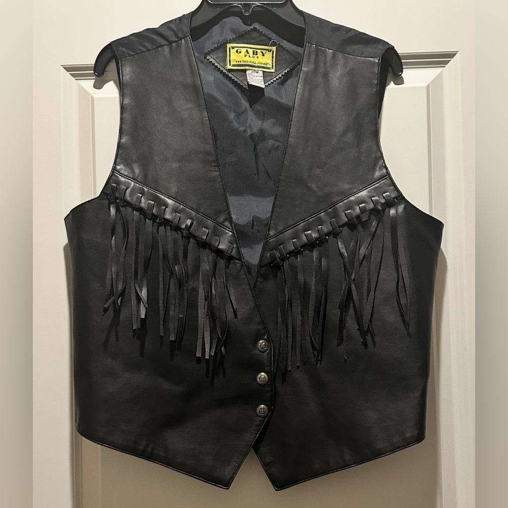 Black Leather Fringe‎ Vest